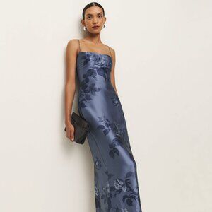 Reformation Frankie Silk Dress Blue - Size 4